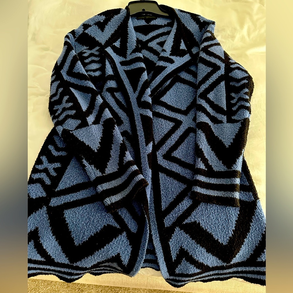 Blue and Black long cardigan. Size XS. Nic and Zoe.